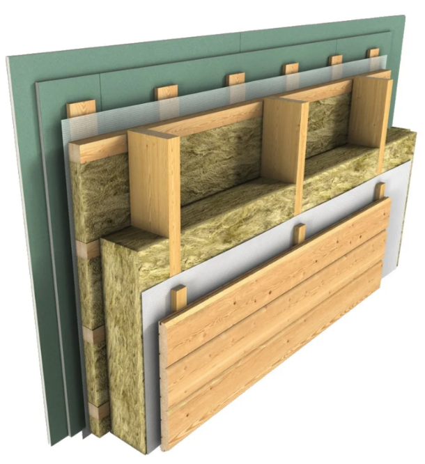 Монтаж утеплителя в стены каркасного дома в два слоя